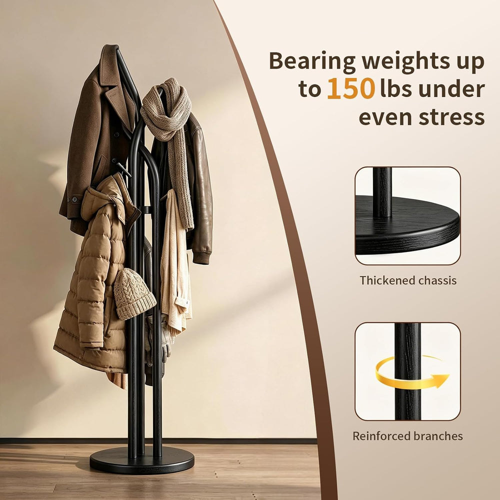 Solid Wood Coat Rack Freestanding Wood Coat Tree Rack with 9 Hooks, Creative ...