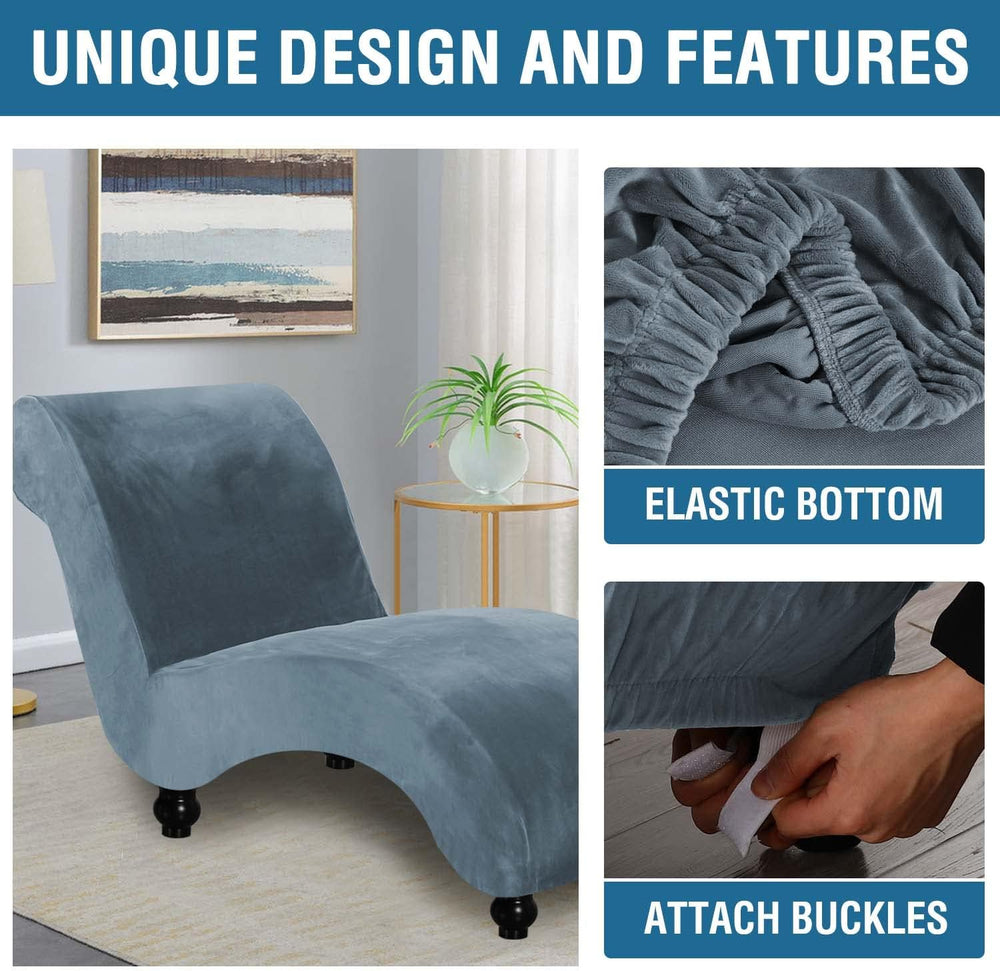 H.VERSAILTEX Chaise Lounge Cover Indoor Velvet Chaise Slipcover High Stretch ...