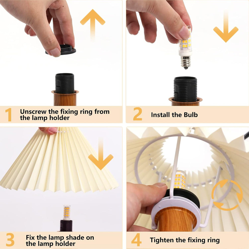 KUNJOULAM Cute Small Pleated Lamp, Modern Bedside Nightstand Light with Beige...