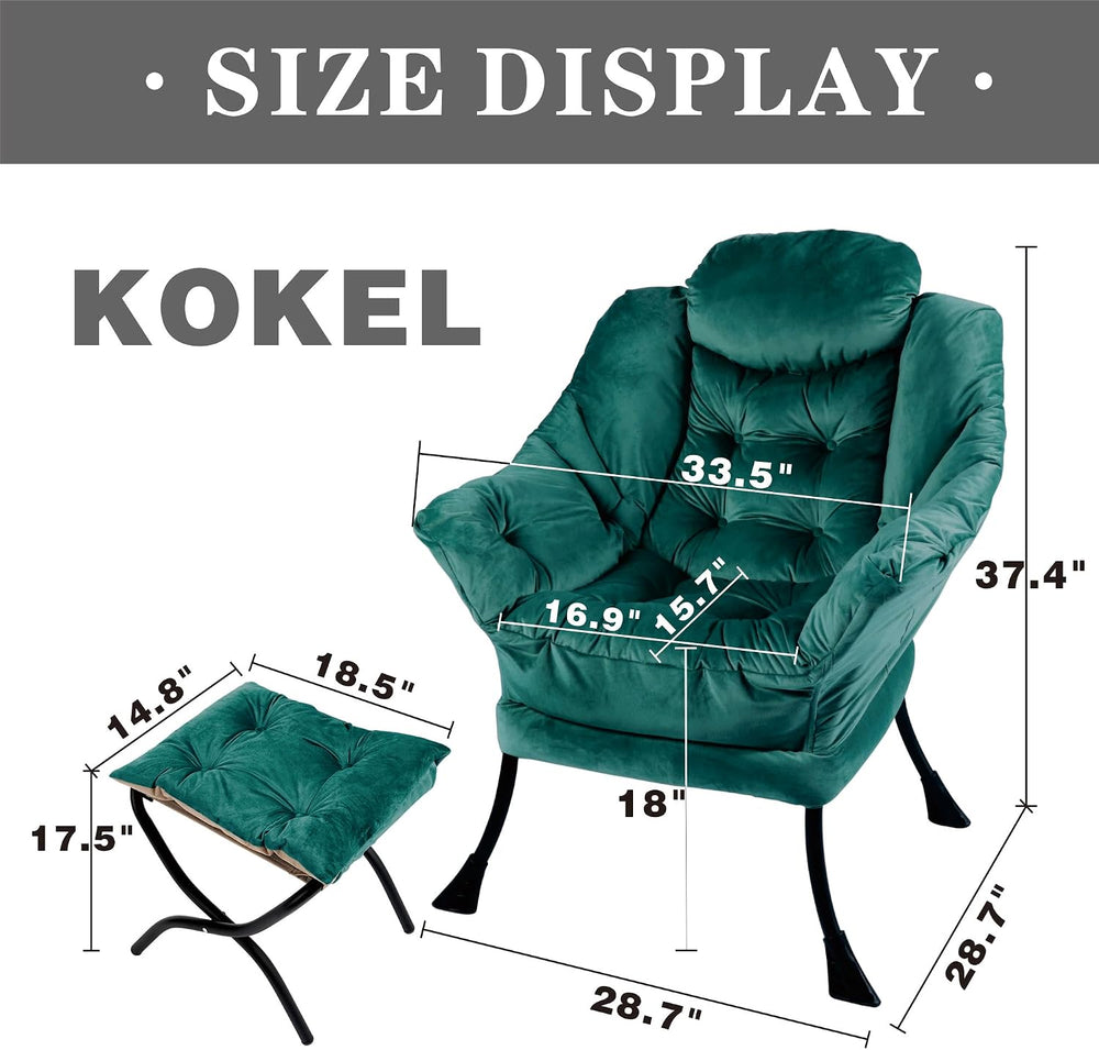 Kokel Lazy Chair with Folding Ottoman,Living Room Chairs, Accent Contemporary...