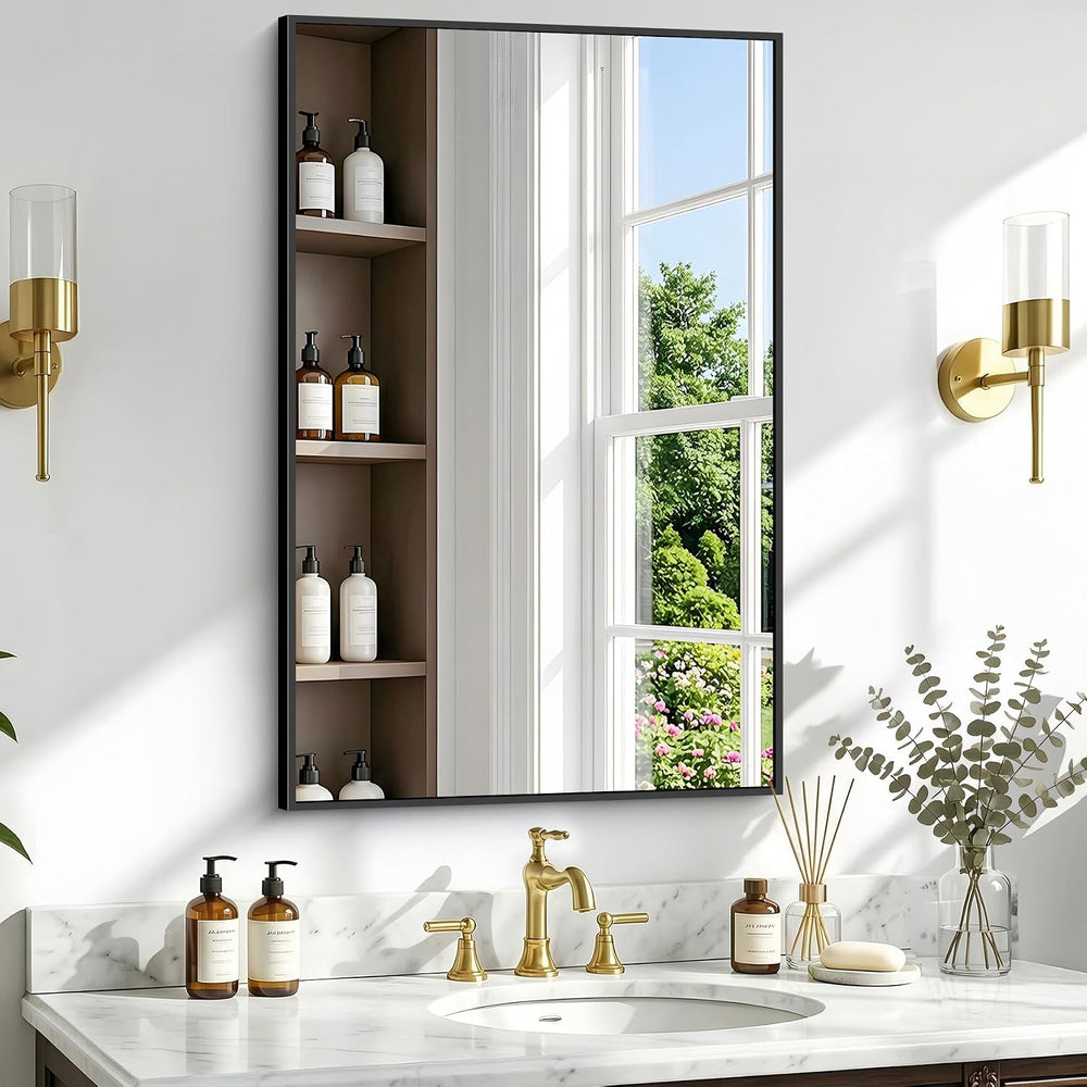 36" x 24" Bathroom Mirror, Bathroom Vanity Mirror-Black,