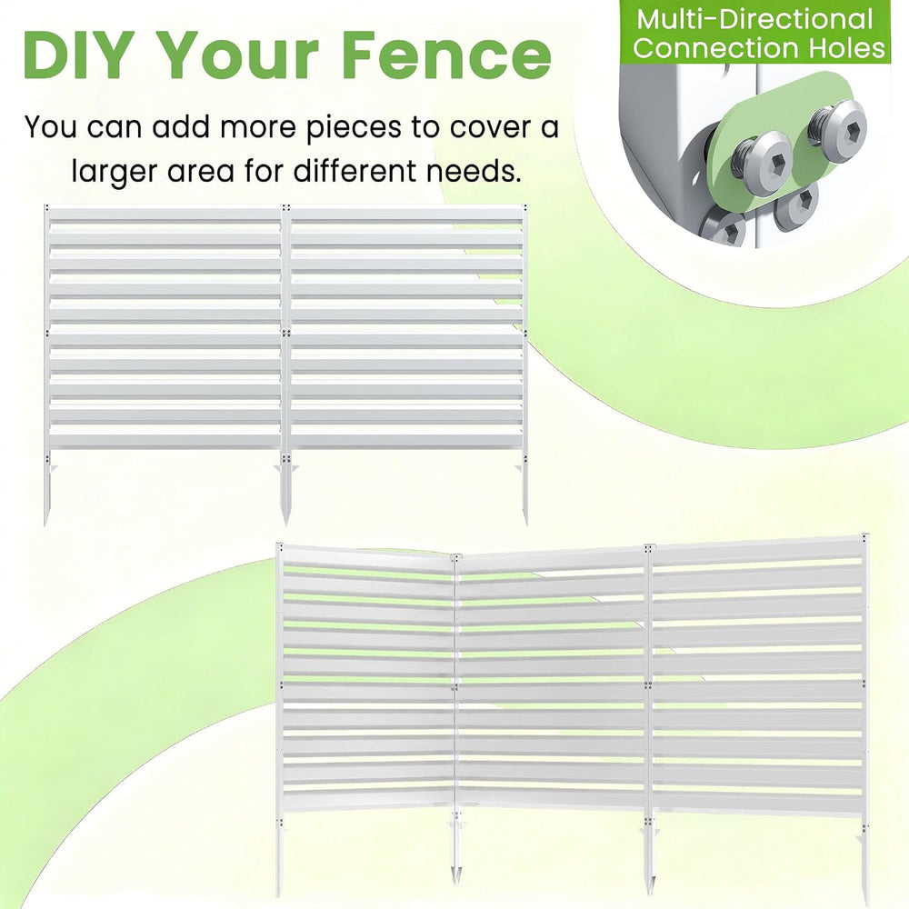 Metal Privacy Fence Screen, 42" H×38" W (1 Panel) No-Dig Air Condit...