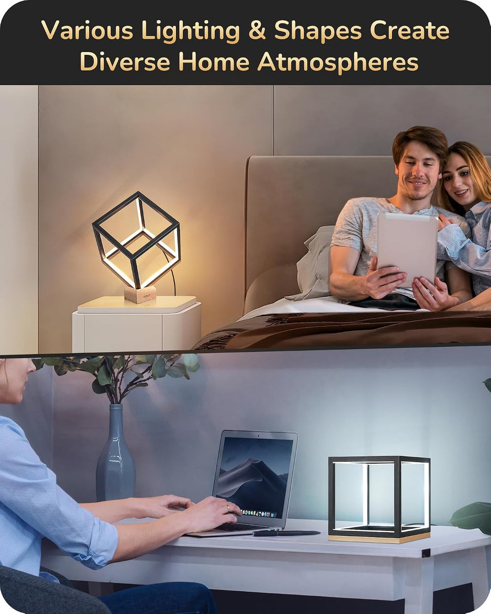 EDISHINE Modern LED Table Lamp, Minimalist Bedside Lamp for Living Room