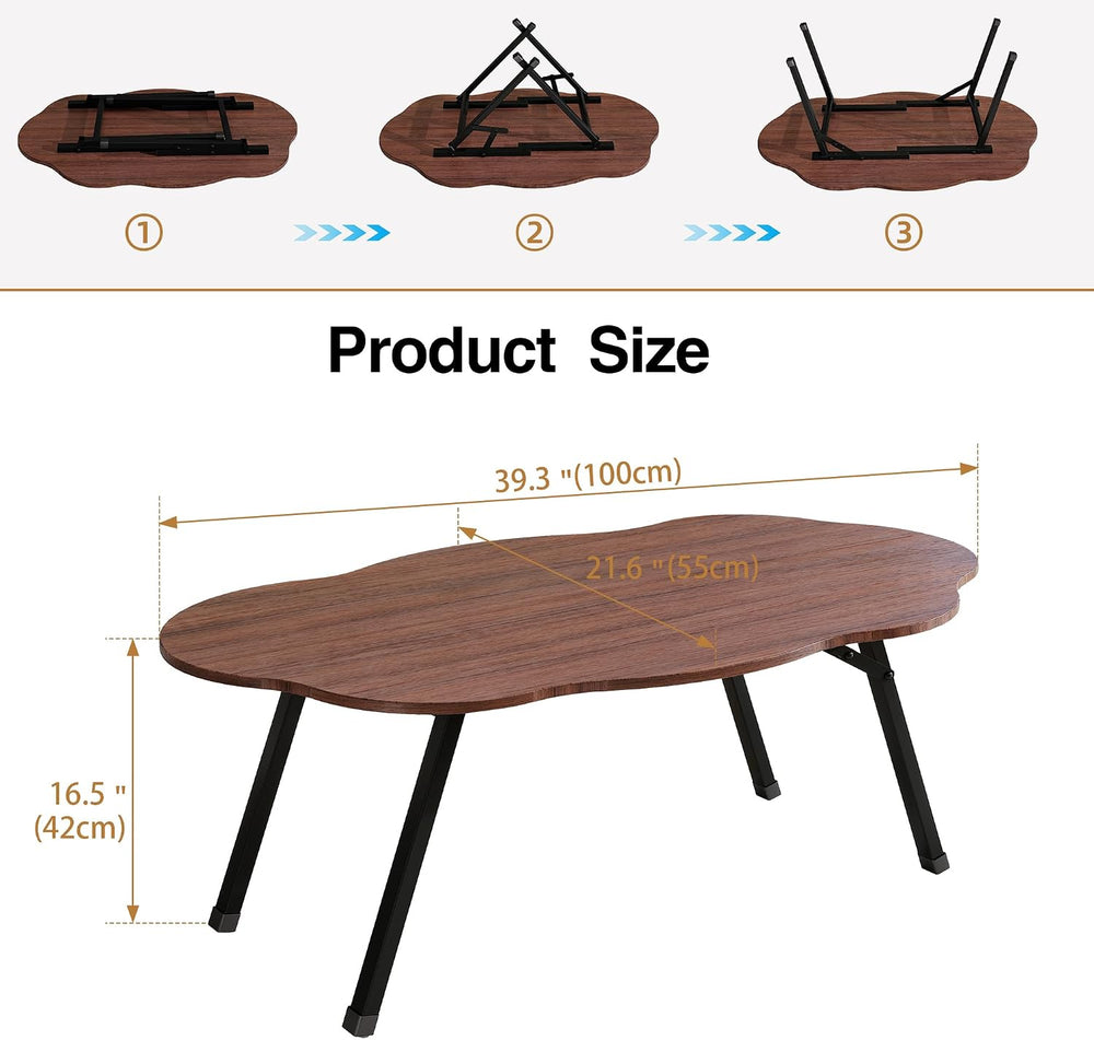 Folding Coffee Table,Cloud Coffee Table for Living Room,Walnut
