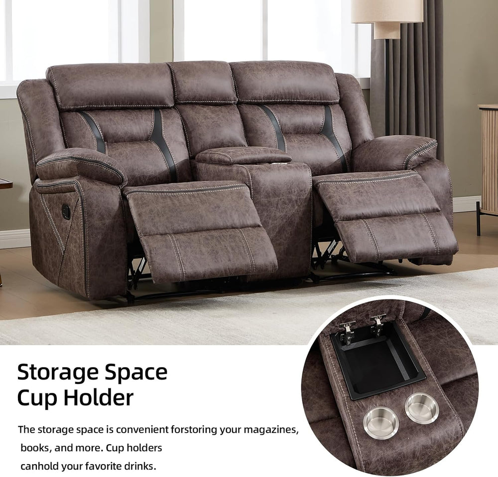 EBELLO Faux Leather Recliner Sofa Furniture Set for Living Room, Recliner Cha...