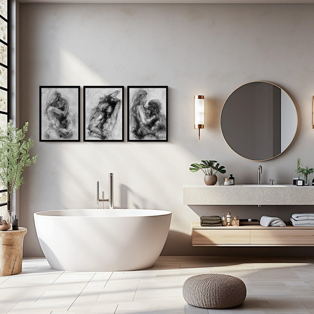 RVRBKTS Black Framed Modern Romantic Couple Wall Art Bedroom