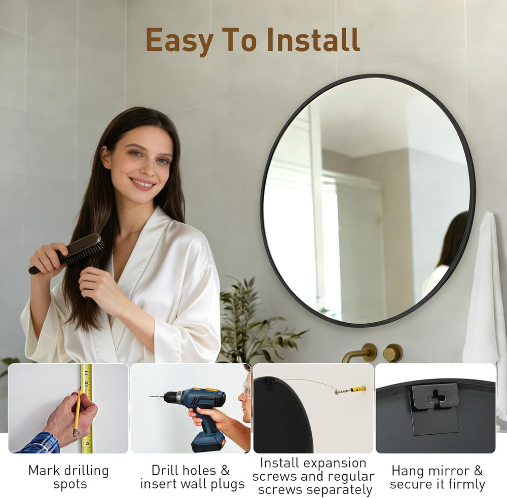 NEWBULIG 30 Inch Round Wall Mirror, Bathroom Mirrors for Over Sink