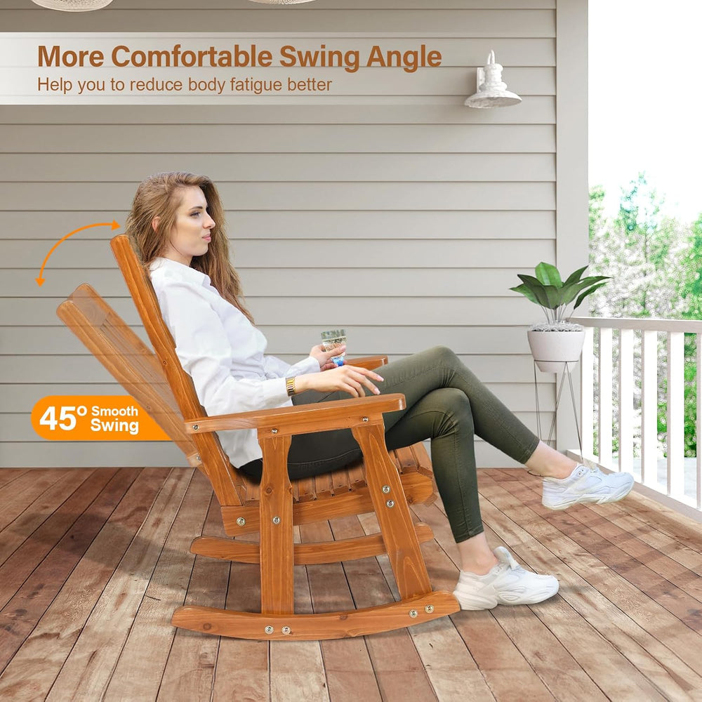 VINGLI Outdoor Rocking Chair Set of 2, Heavy Duty 600 LBS Wooden Rocking Chai...