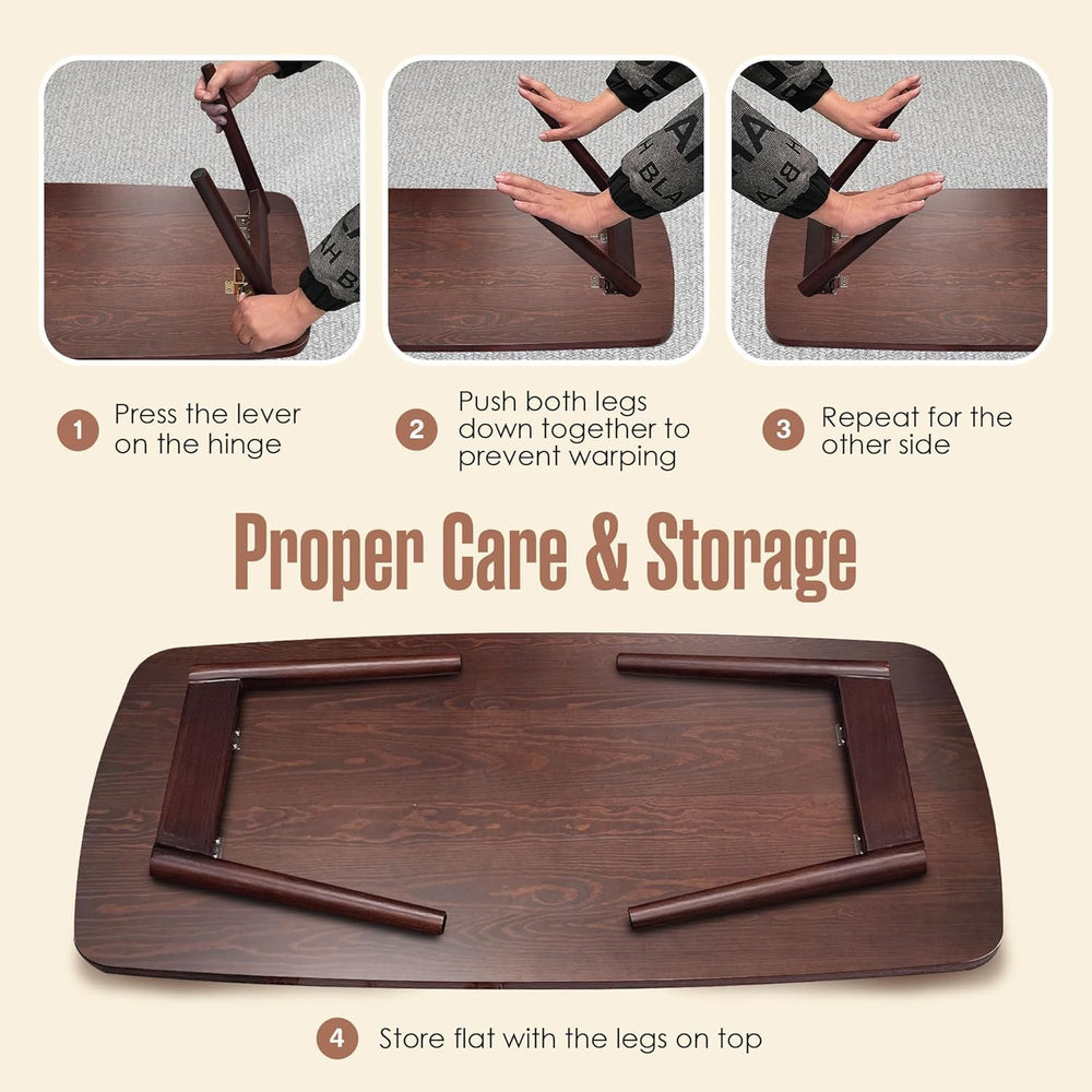 Japanese Floor Table, Folding Coffee Table, 39"Lx20"Wx13"H, Br...