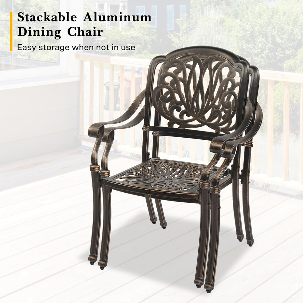 VINGLI 5 Pieces Outdoor Patio Dining Set, Cast Aluminium Patio Furniture Set ...