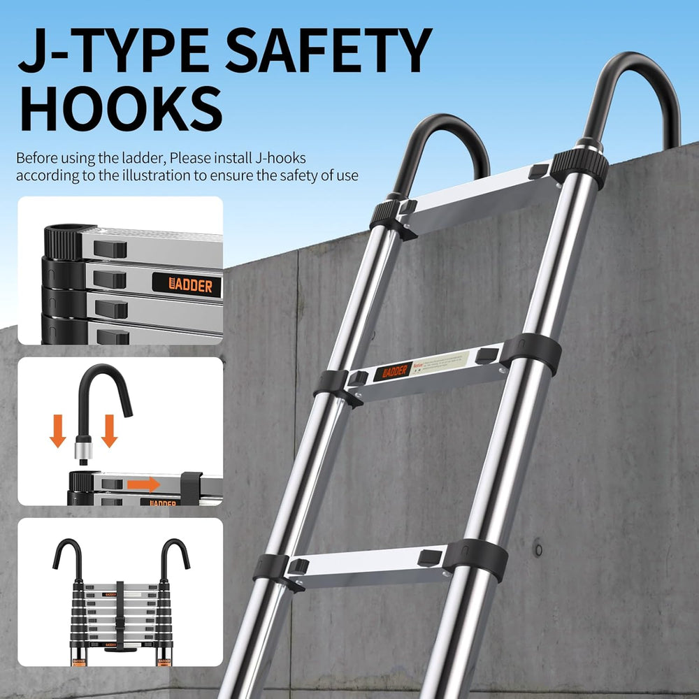 Telescoping Ladder,12.5 FT Extension Ladder, Heavy Duty 330lbs Max Capacity
