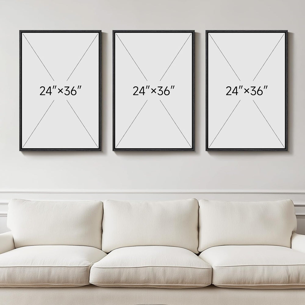 Large Framed Neutral Modern Abstract Wall Art for Living Room, 24x36 In