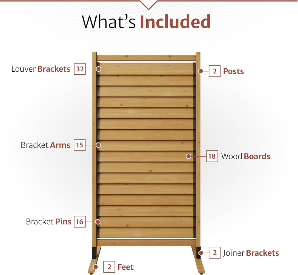 Enclo Convertible Freestanding/Surface Mounted Privacy Screen, Cedar Wood