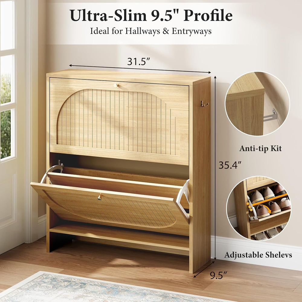 Nicetree Arch-Chic Shoe Cabinet for Entryway, Modern Mid-Century Shoe Storage...