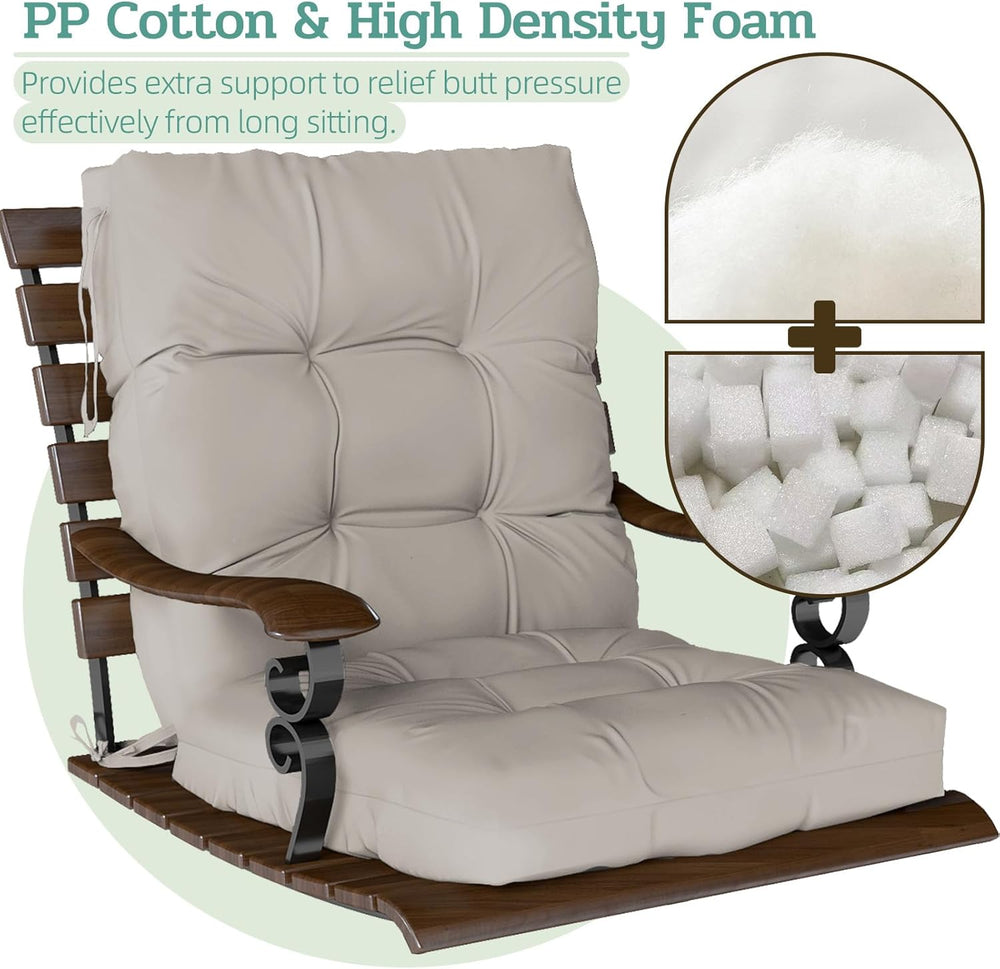 Outdoor Chair Cushions 42x21x4 Inch Set of 2, Beige