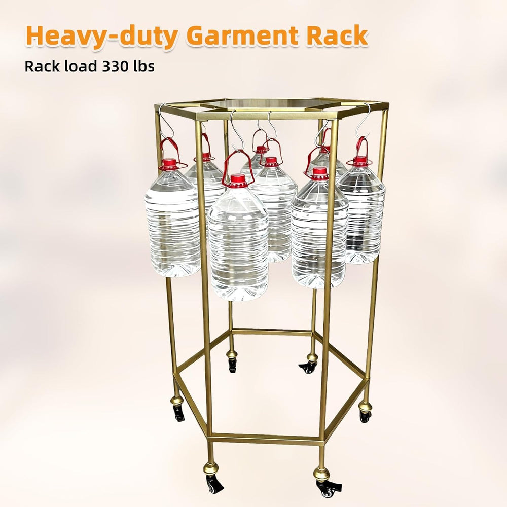 31.5-Inch Rolling Round Clothes Rack With Wheels,Gold