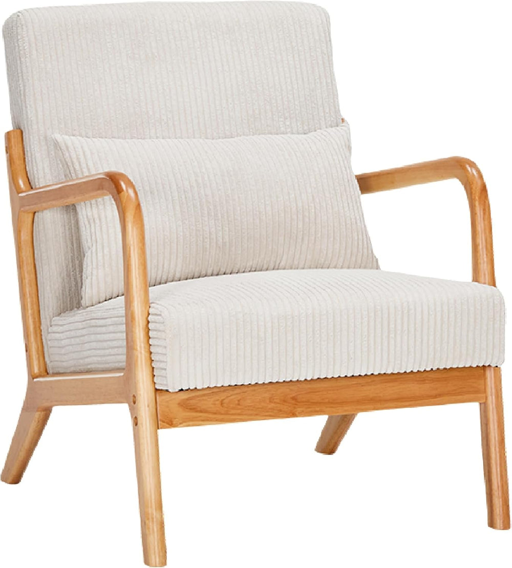 Mid Century Modern Accent Chair, Upholstered Fabric Armchair with Lumbar Pill...