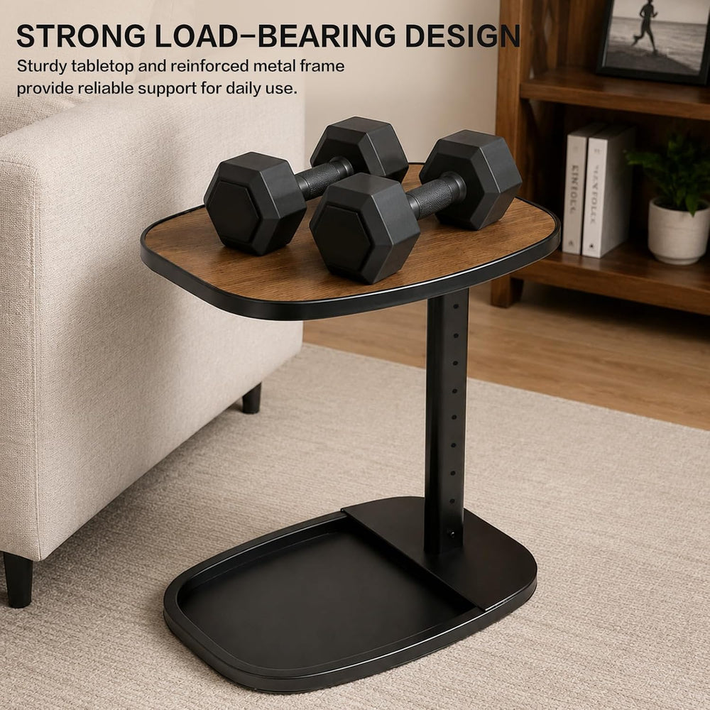 Adjustable Flip Top TV Tray, 90° Swivel Sofa Side Table, Brown