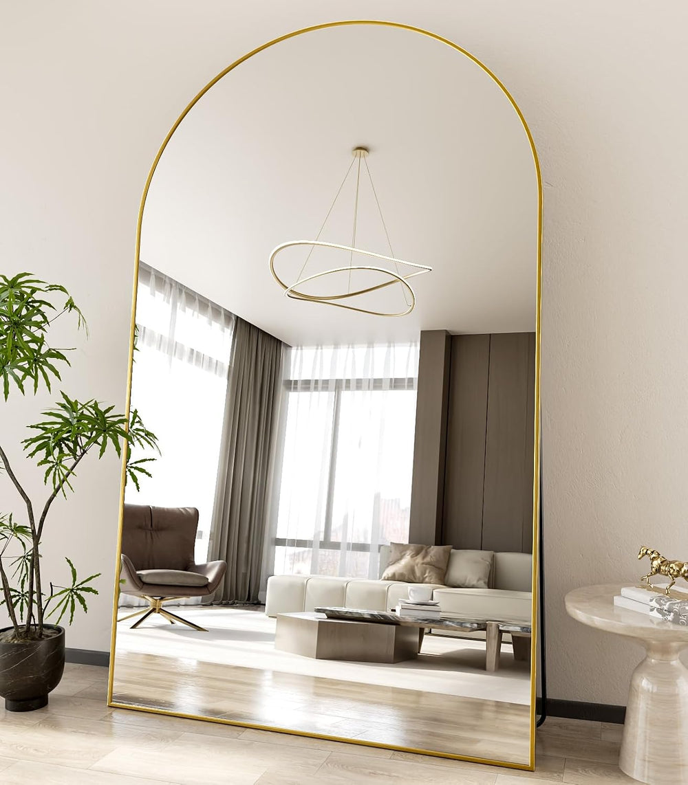 Koonmi 76x46 Arched Full Length Mirror, Floor Mirror with Stand