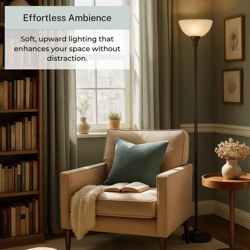 LIGHTACCENTS Bronze Floor Lamp, 72'' Torchiere with Glass Shade, Mode...