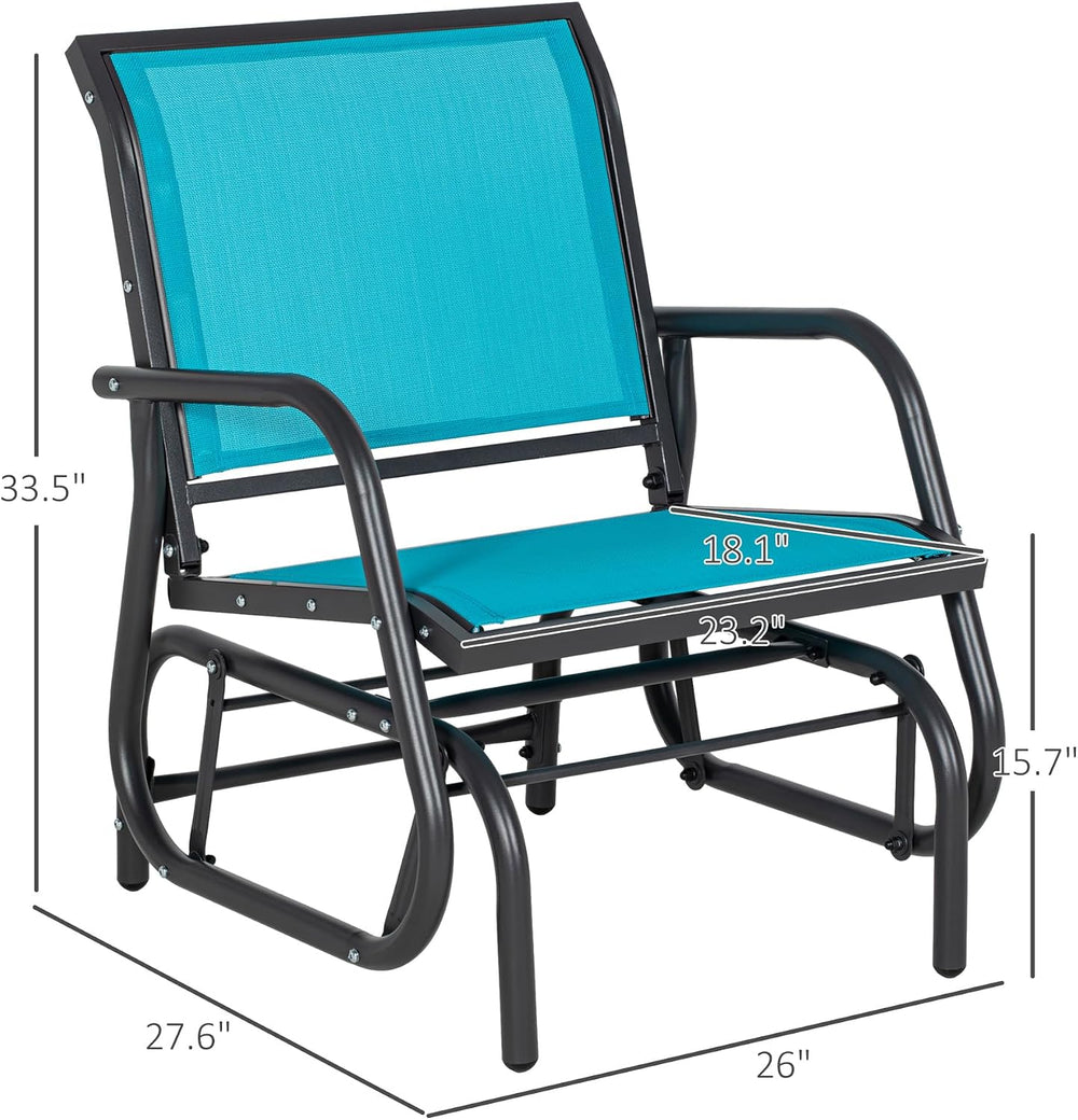 Outsunny Porch Glider Set of 2 Steel Frame Blue
