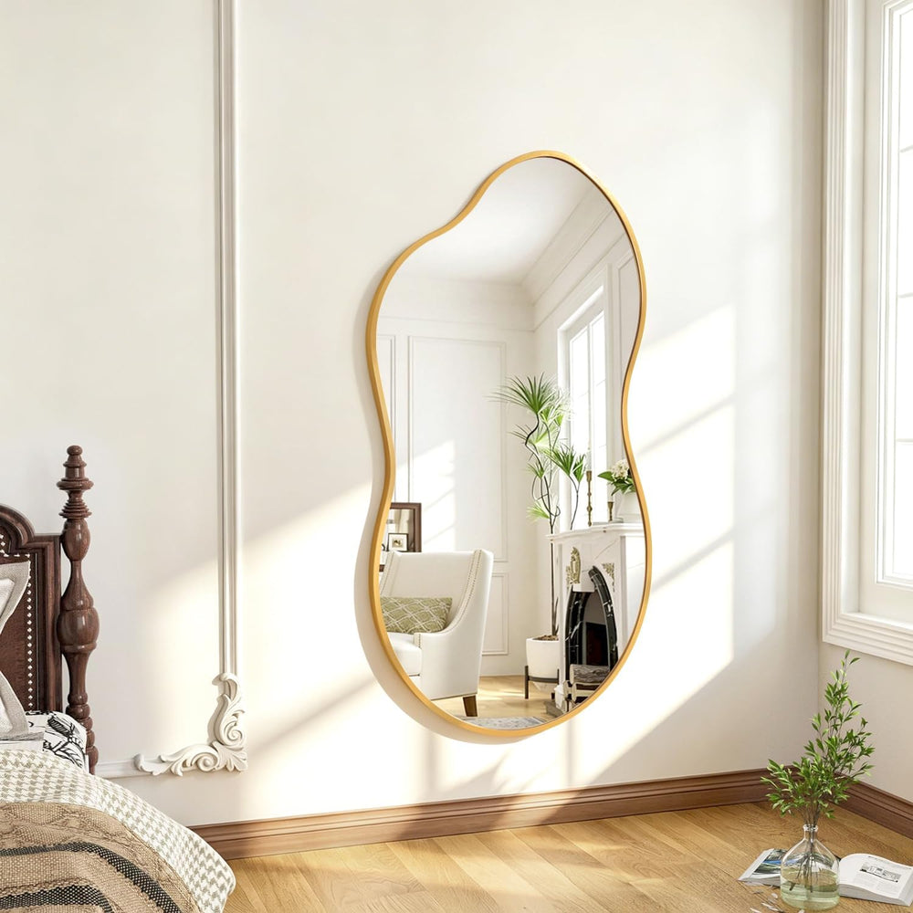 JJUUYOU Wall Mirror Irregular Metal Framed Decorative Gold Mirrors Large 22&q...
