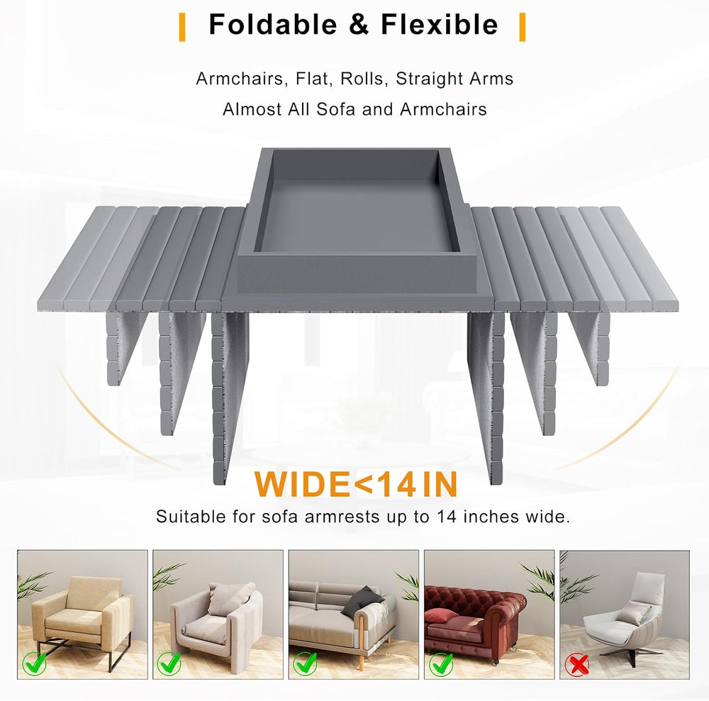 Bestjing 2 in 1 Bamboo Sofa Armrest Tray Table for Couch