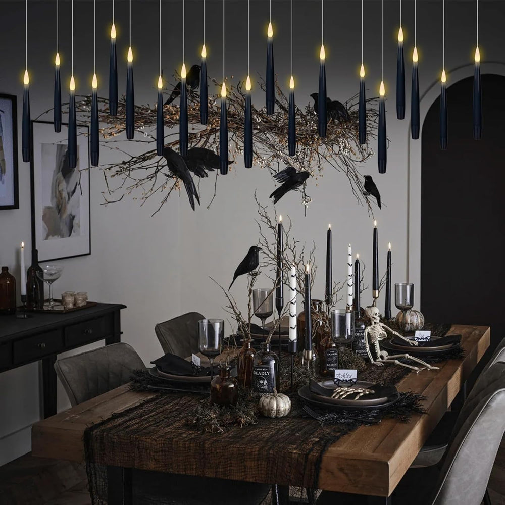 GenSwin Flameless Floating Candles Wand Halloween Decorations Black 22pcs
