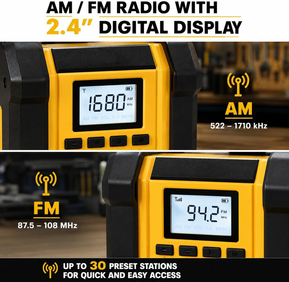 Jobsite AM/FM Radio Speaker Compatible with 20V MAX Battery