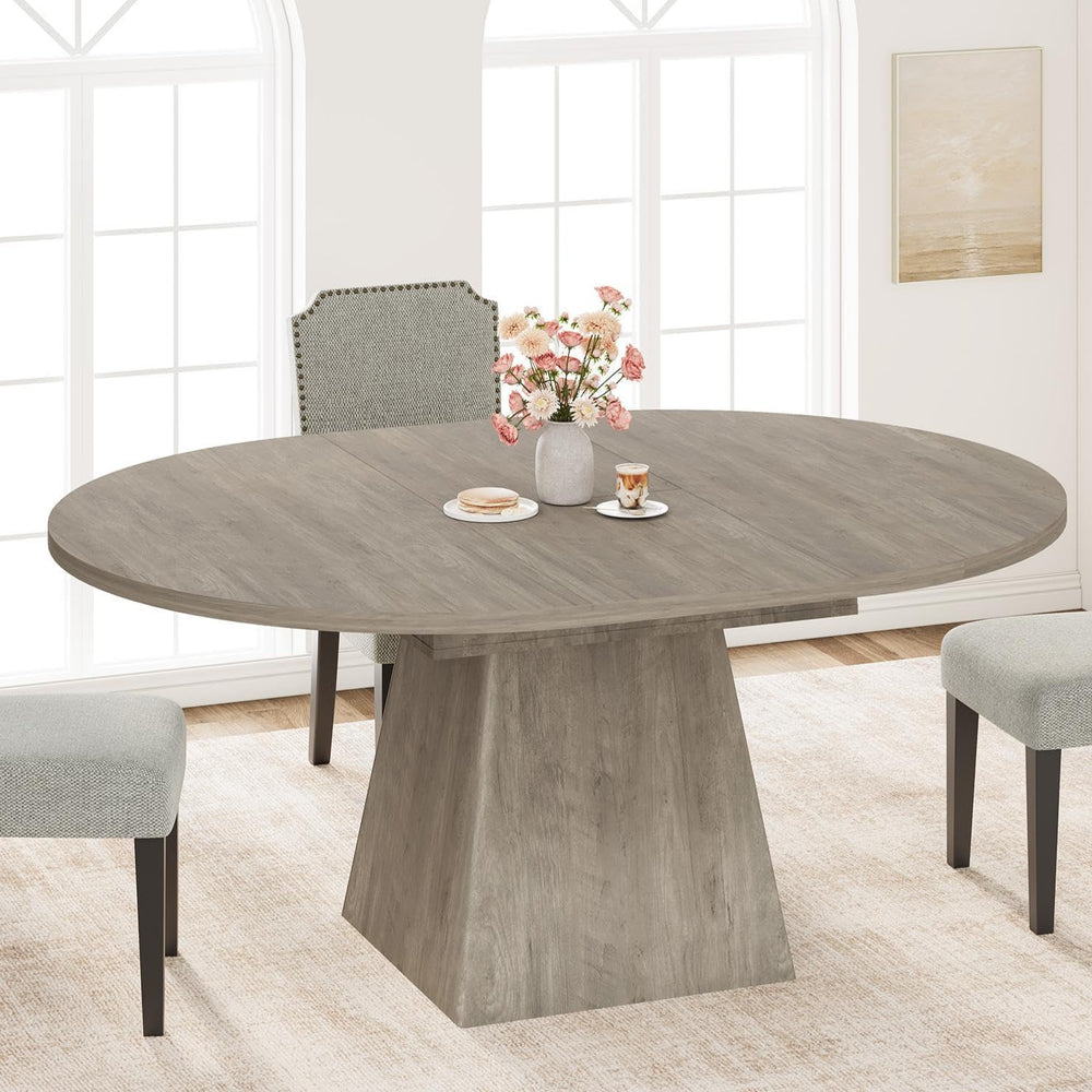 Garvee 47"-63" Round Extendable Dining Table for 4-6 People (no Chair)