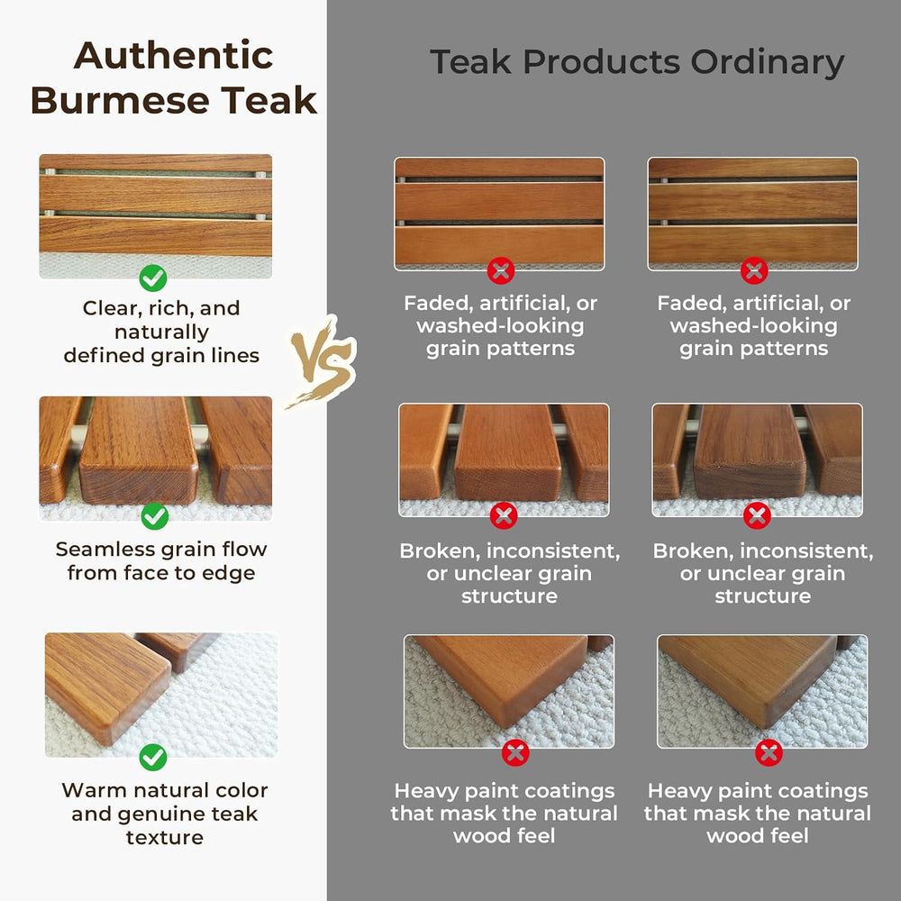 DIYHD 20" Burmese Teak Wood Wall Mounted Folding Shower Bench, Black