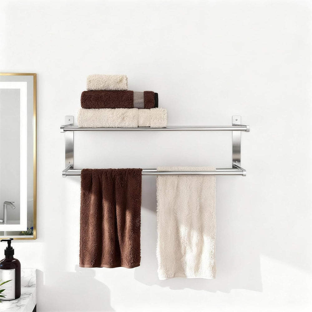 Taaji Towel Racks for Bathroom 24 inch, 2 Tier with Towel Bars, Brushed