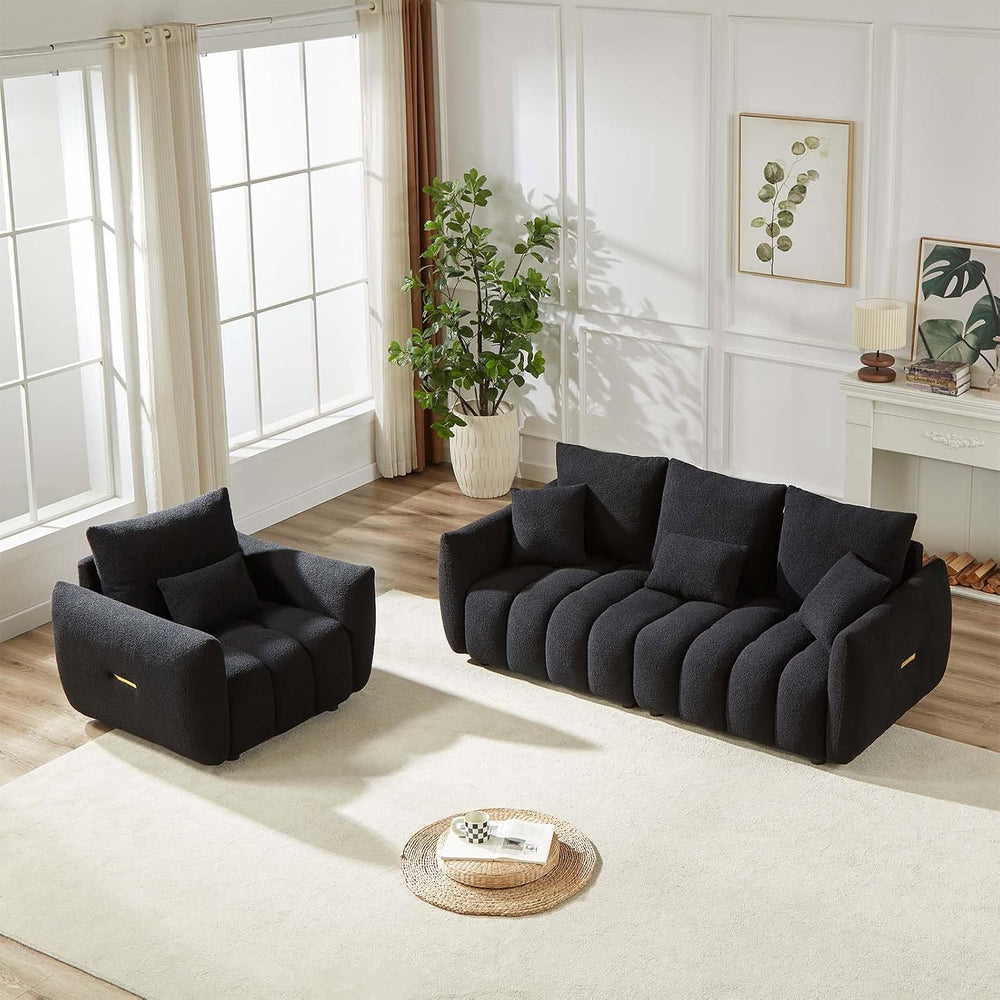 Antetek 35" Modern Accent Single Sofa Chair, Comfy Deep Seat Teddy Fabri...