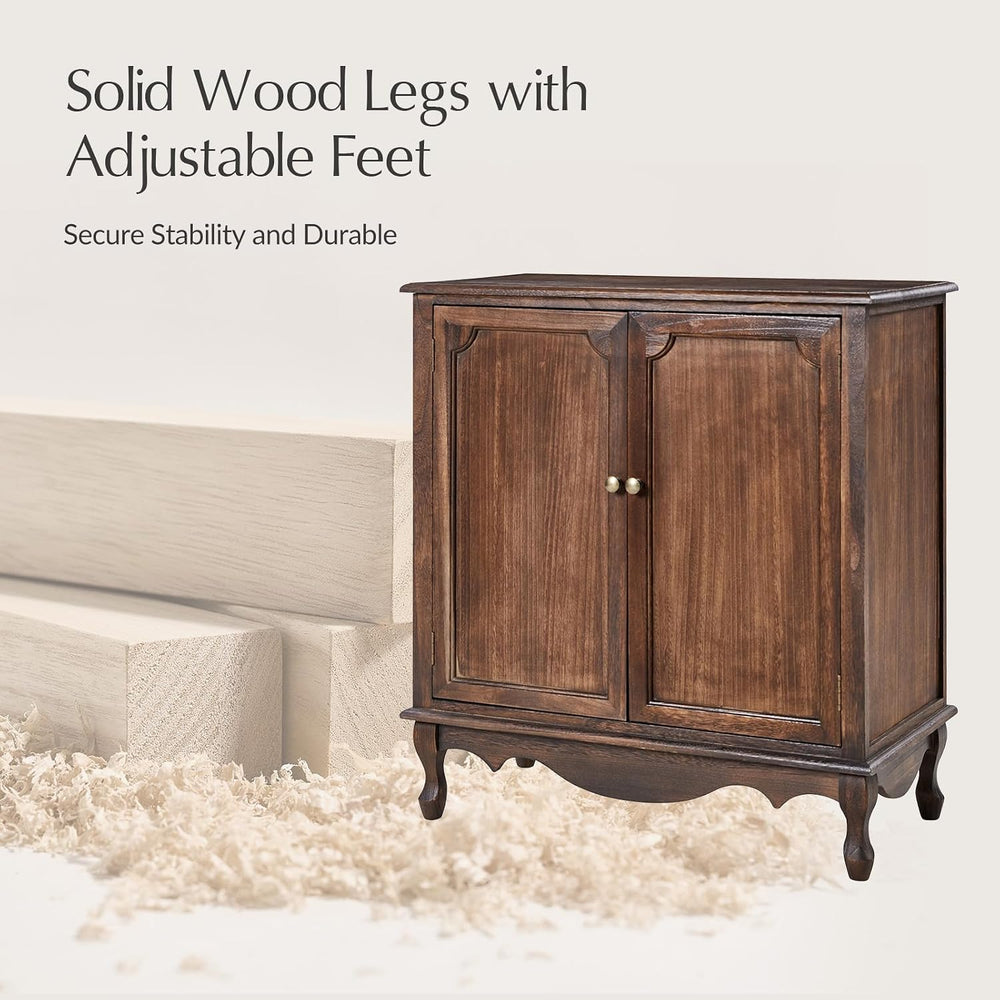 HULALA HOME Farmhouse Accent Cabinet with 2 Doors, Walnut