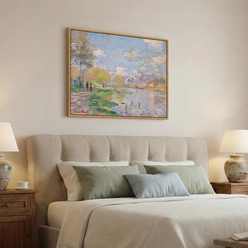 Framed Claude Monet Impressionist Landscape Canvas Wall Art, 32x24 Inch