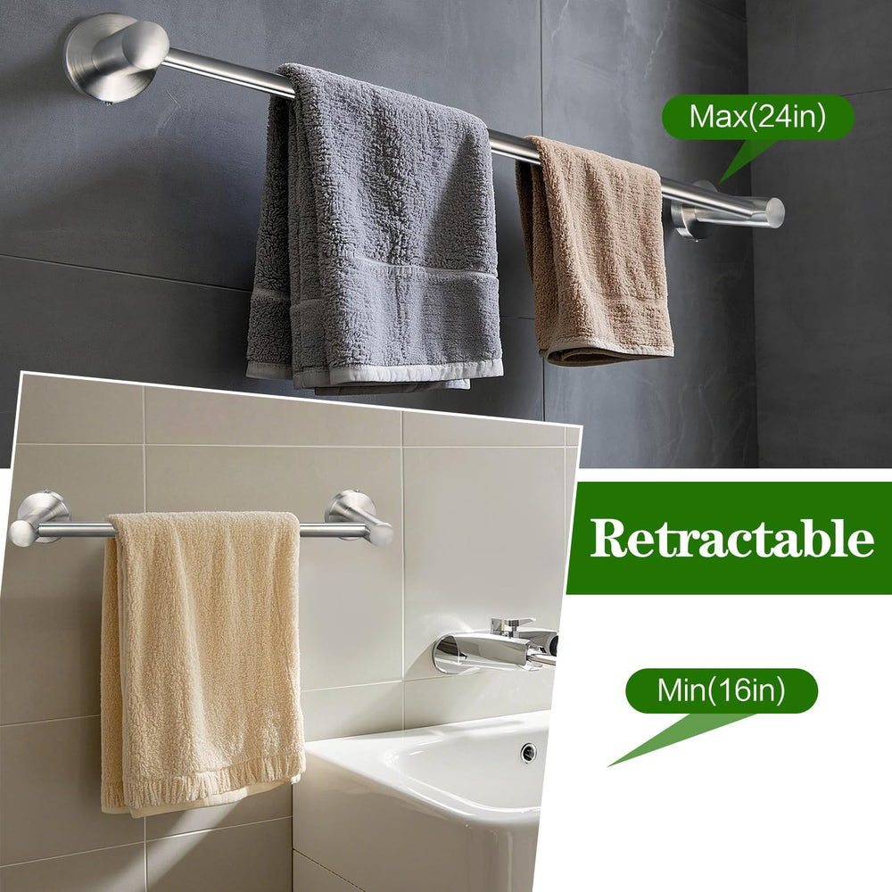 10pcs Brushed Nickel Retractable Bathroom Hardware Set