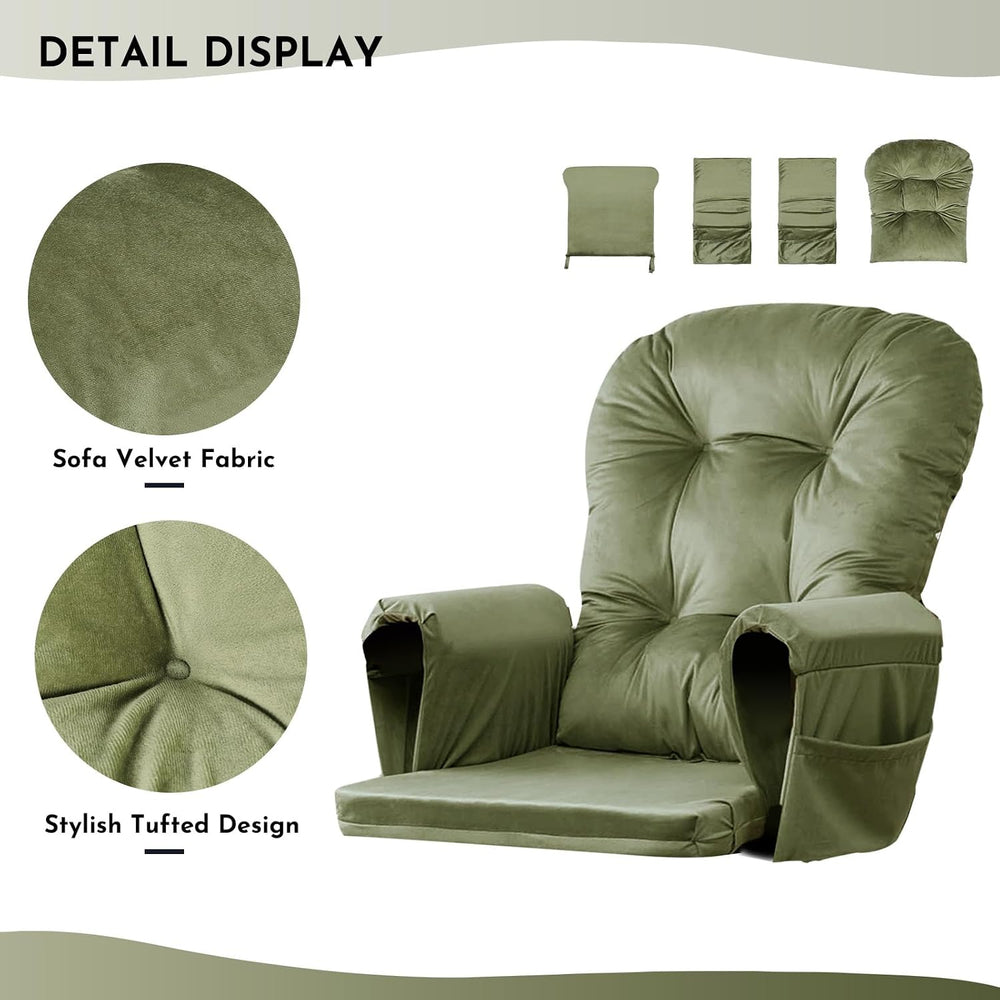 5PCS Glider Rocker Replacement Cushions Set with Ottoman Cushion