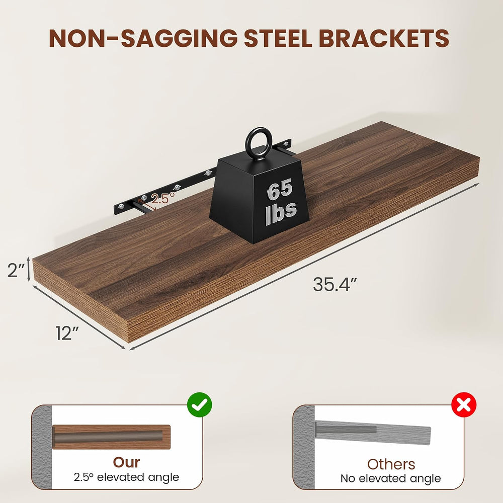 Vivelove Walnut Floating Shelves for Wall 12 Inch Deep, 36" X 12" X...