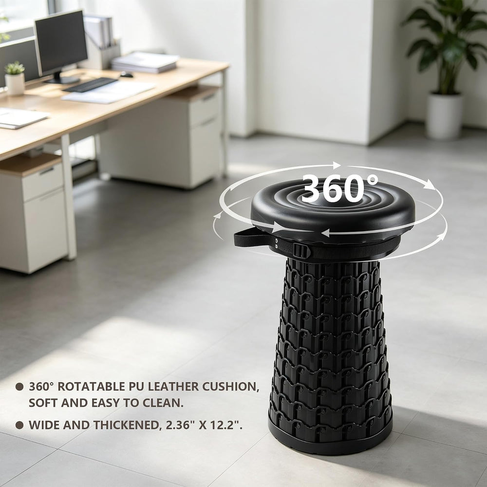 ALEVMOOM Upgraded Telescopic Collapsible Stool with Rotatable Cushion, 600lbs...