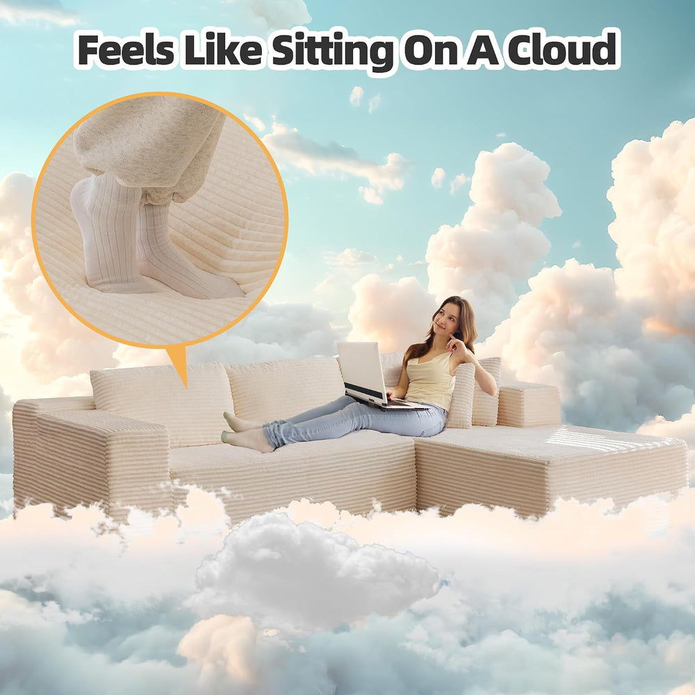HOMREST 106" Cloud Sectional Boneless Couch, L-Shape Modular Sectional Sofa
