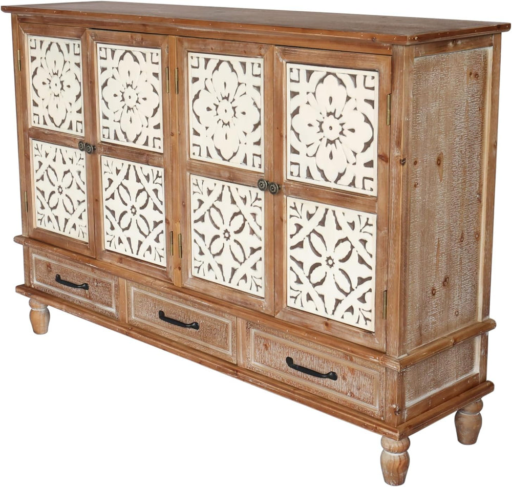 LKTART 59"Solid Wood Sideboard Buffet,Credenza Storage Cabinet with Drawers
