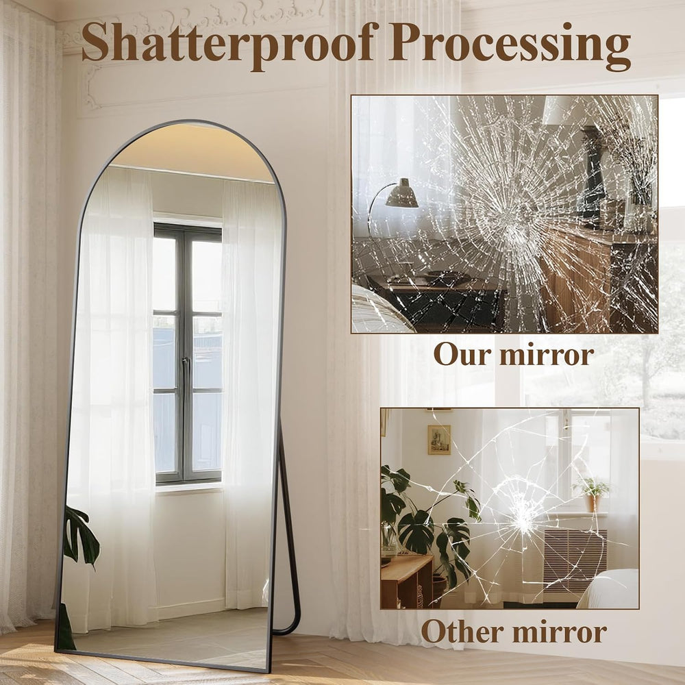 Arched Full Length Mirror 71"x26" Leaning Hanging Decor Black