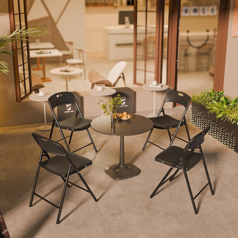 Bonnlo 10-Pack Black Plastic Folding Chairs, Portable Seat with Sturdy Steel ...