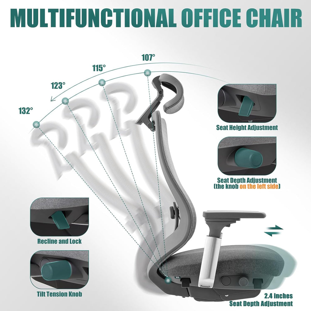 COLAMY Ergonomic Mesh Office Chair, High Back Office Chair, Computer Executiv...
