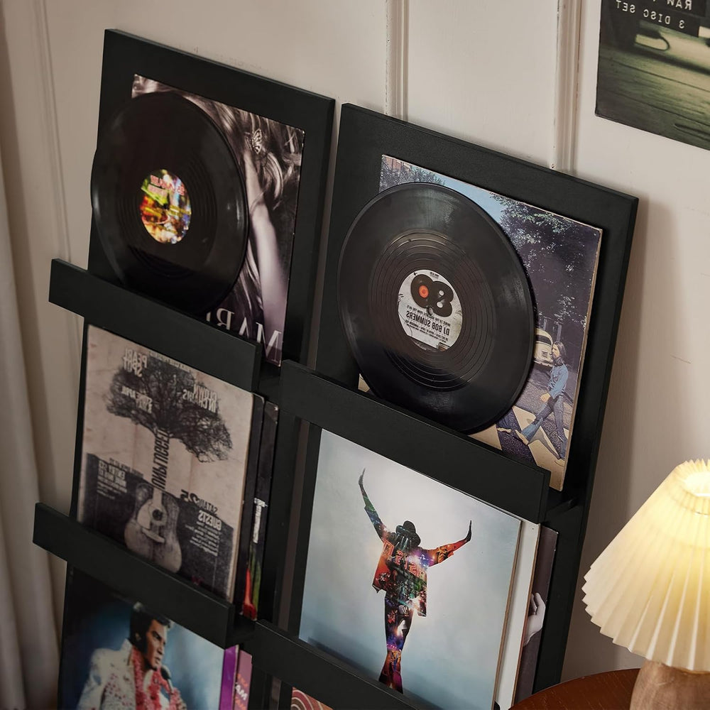 LELELINKY Wall-Leaning Vinyl Record Holder Set of 3 with 3 Tier Display Shelf...