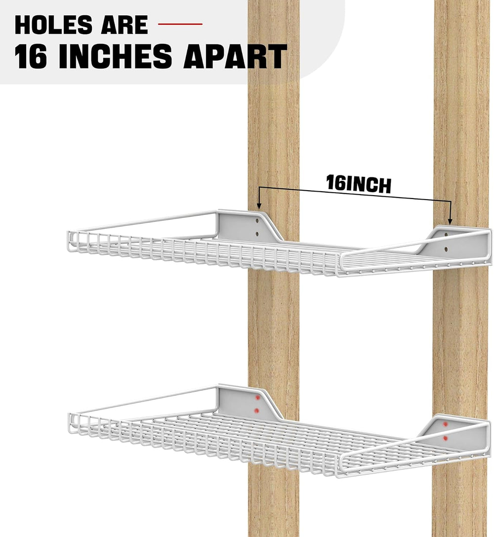 Ultrawall Wall Mounted Storage Shelf for Garage, 2 Pack Metal Shelf Rack