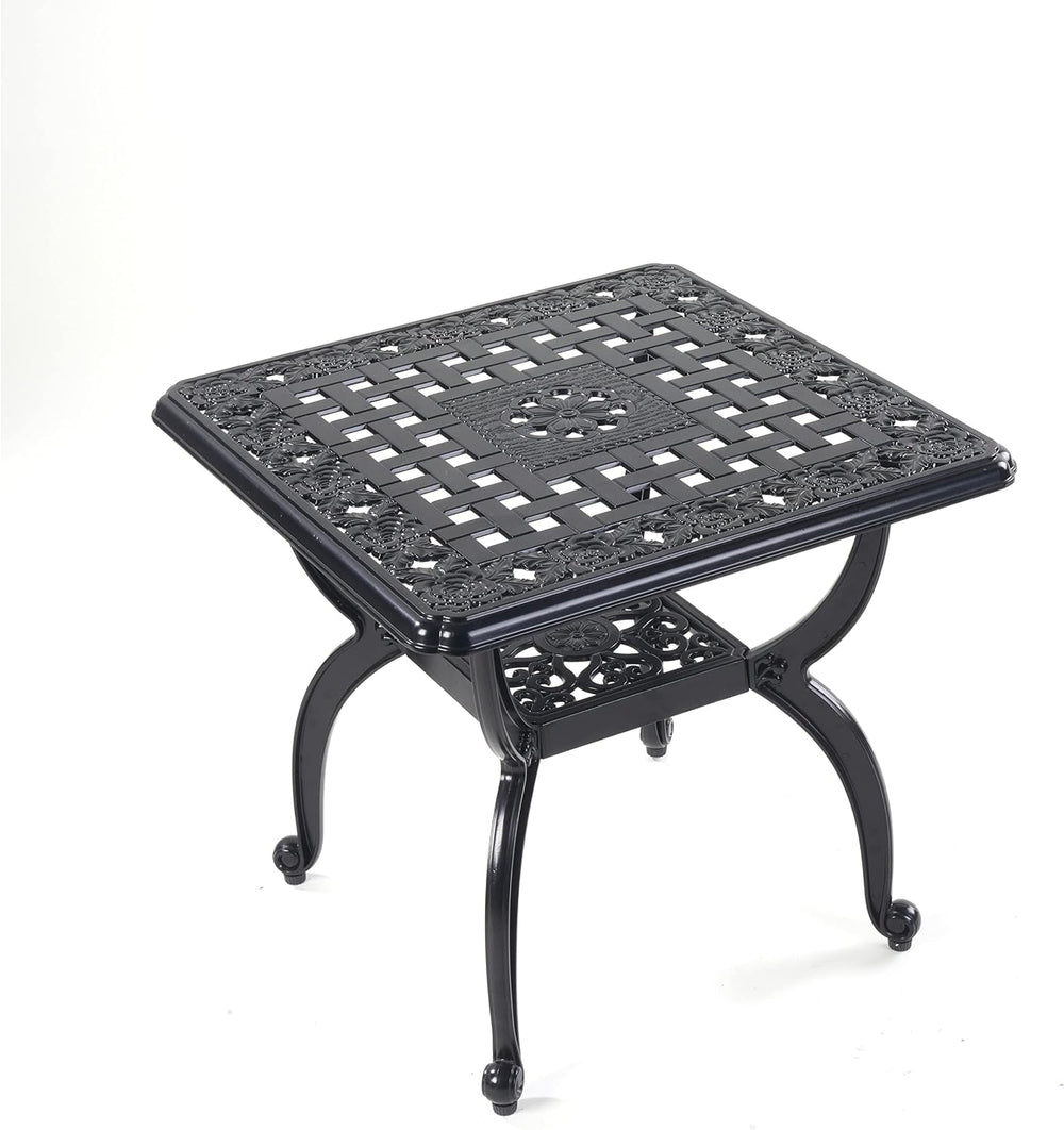 Mandolin Black Cast Aluminum Square Outdoor Patio Coffee End Table