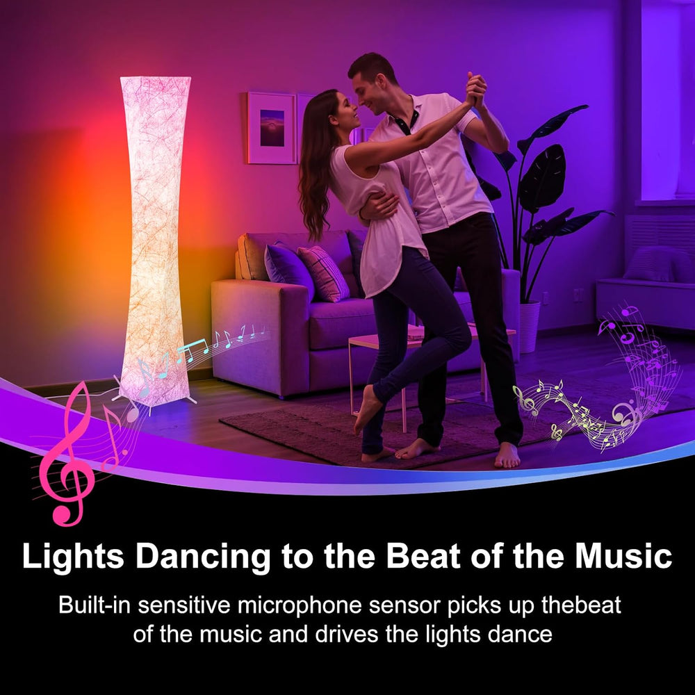WORLD WIN 61'' RGB LED Corner Floor Lamp, Unique Hourglass Shade, Square