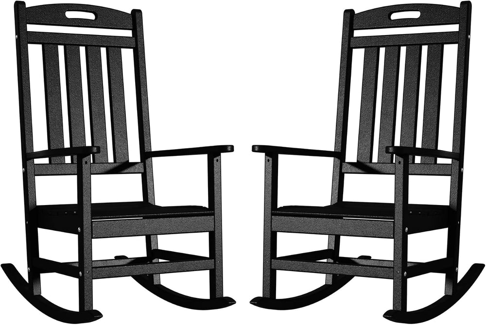 Outdoor Rocking Chair Set of 2, All-Weather Resistant Poly Lumber Chair