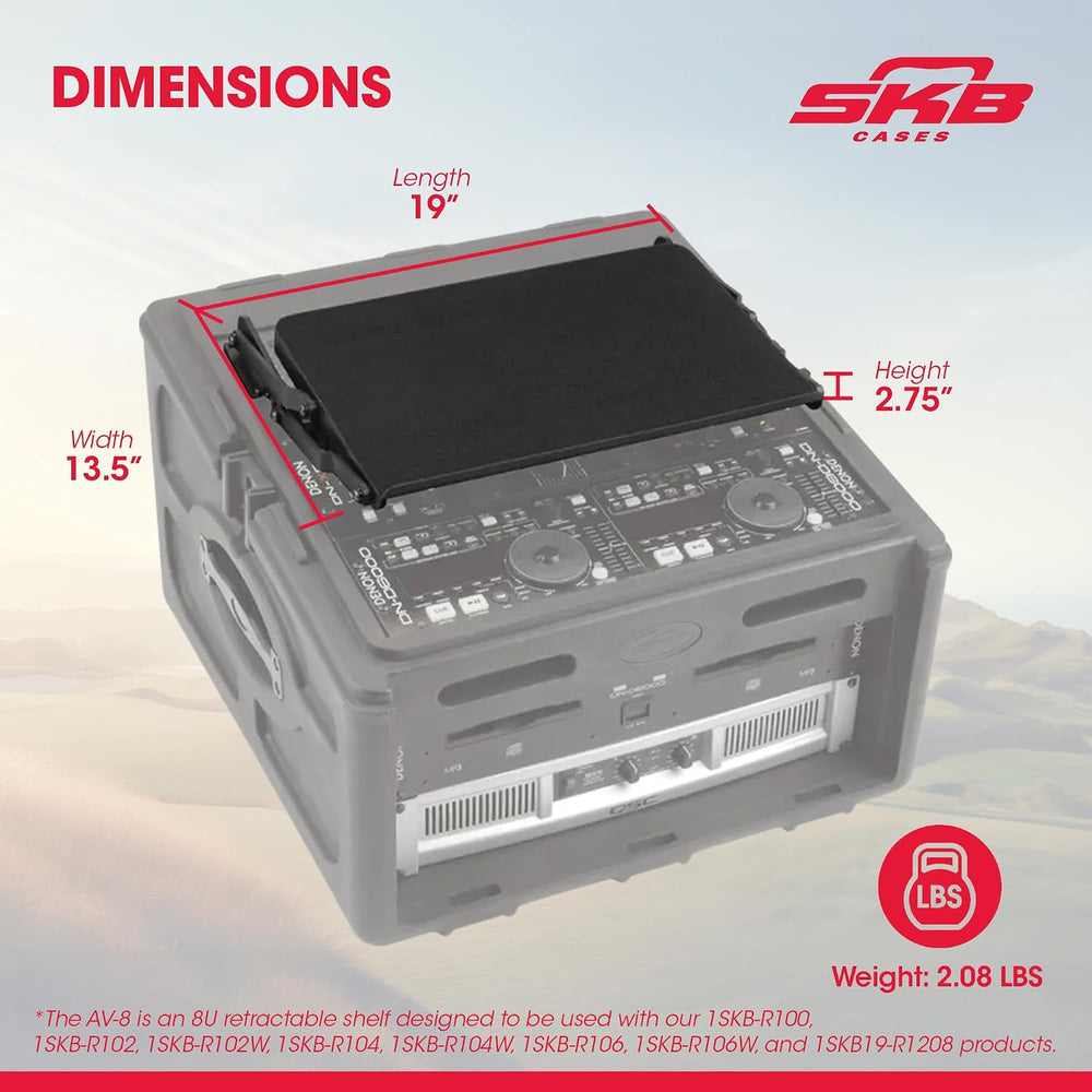 SKB 1SKB-AV8 19" AV shelf for 8U+ slant top racks